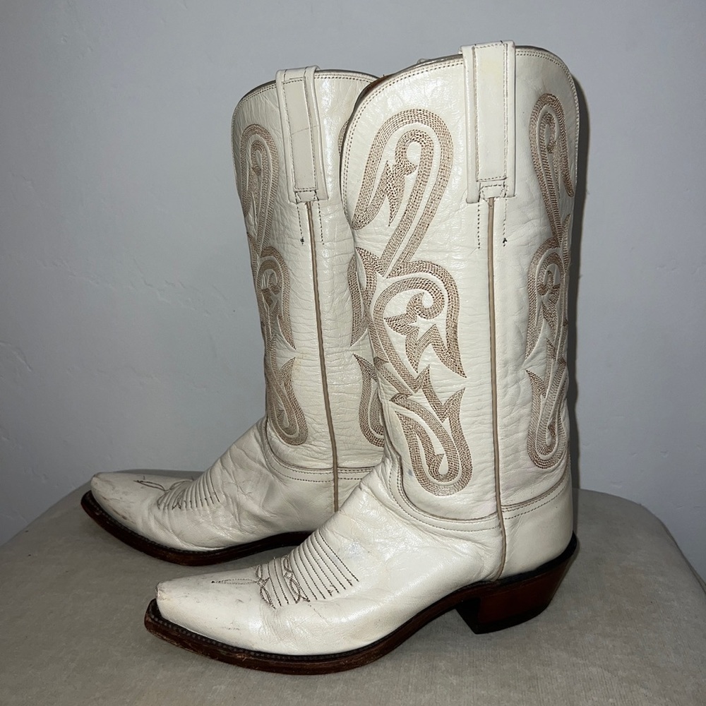 1883 by Lucchese White Leather Boots